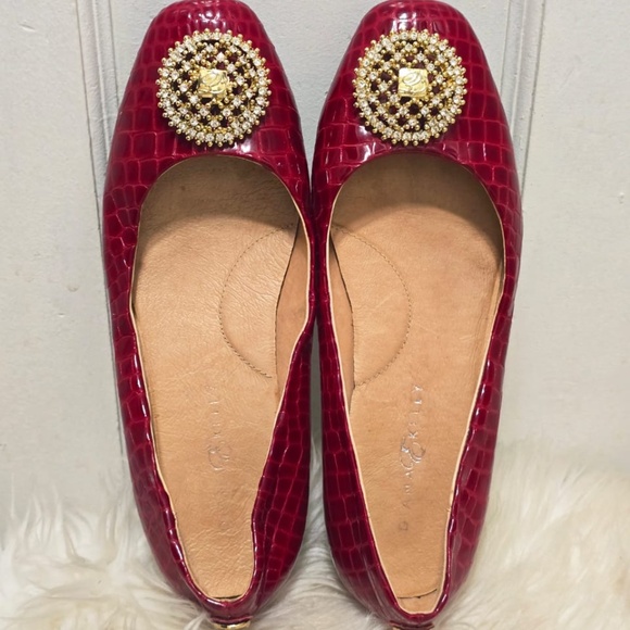 Diana E Kelly Red Leather Flats with Embellishments Women's Size 8.5.🌴 - Picture 3 of 7